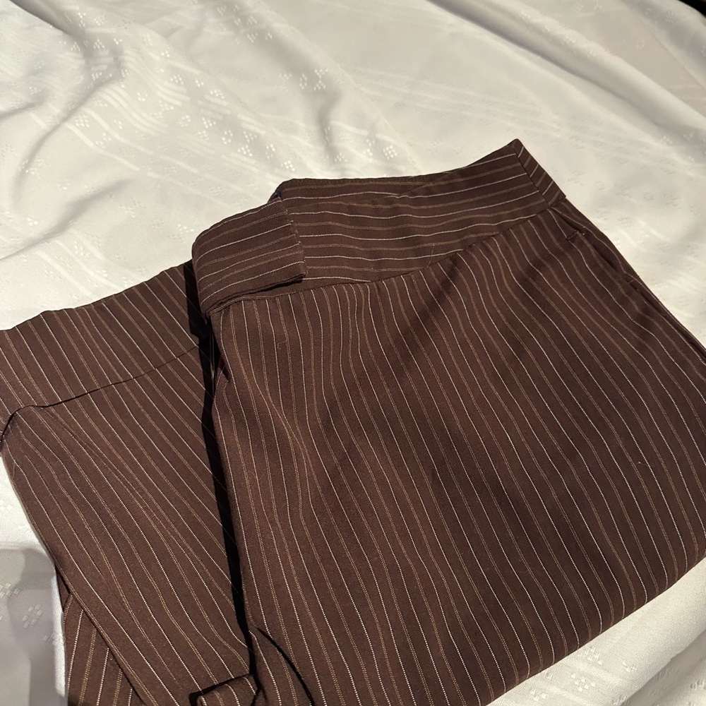 Venezia Jeans Brown Pinstripe Wide Leg Trousers